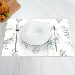 Aperturee - Greenery Leaves Spring Set Of 4 Placemats For Dining