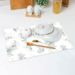 Aperturee - Greenery Leaves Spring Set Of 4 Placemats For Dining