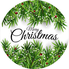 Aperturee - Greeny Leaves And White Round Christmas Backdrop
