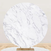 Aperturee - Grey And White Marble Simple Round Birthday Backdrop