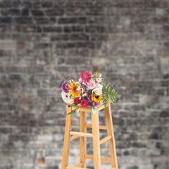 Aperturee - Grey Brick Wall Abstract Ground Photo Sweep Backdrop
