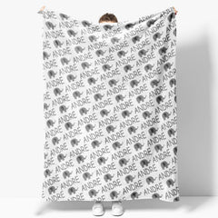 Lofaris Grey Elephant Personalized Name Baby Blanket