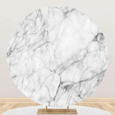 Aperturee - Grey Marble Texture Simple Round Birthday Backdrop
