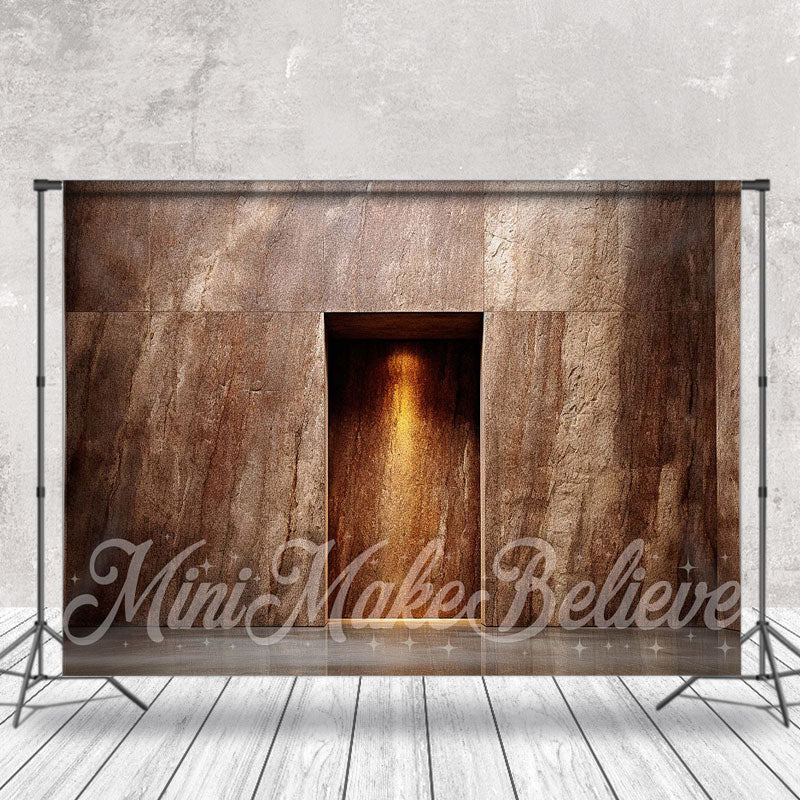 Aperturee - Grey Stone Wall Backdrop With Door For Photography