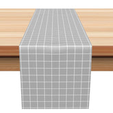 Aperturee - Grey White Checkred Plaid Table Runner For Kitchen