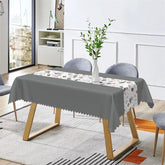 Aperturee - Grey White Plant Leaves Spring Rectangle Tablecloth