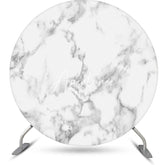 Aperturee - Grey White Simple Marble Round Birthday Backdrop