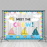 Aperturee - Grey Wooden Sailboat Meet The Crew Party Backdrop