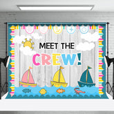 Aperturee - Grey Wooden Sailboat Meet The Crew Party Backdrop