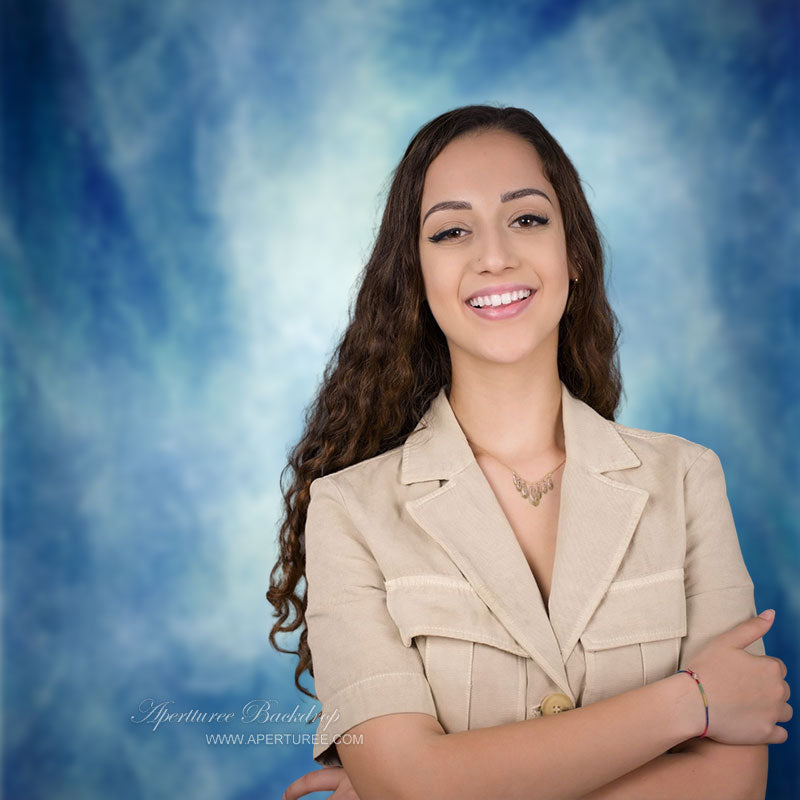 Aperturee - Grunge Blue Abstract Texture Portrait Photo Backdrop