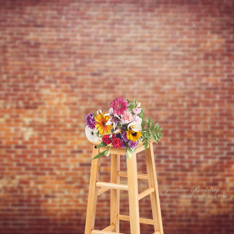 Aperturee - Grunge Retro Red Brick Backdrop For Photography