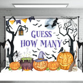 Aperturee - Guess How Many Pumpkin Witch White Halloween Backdrop