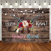 Aperturee - Guns Or Roses Wooden Gender Reveal Baby Shower Backdrop