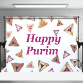 Aperturee - Hamantashen Cookies Happy Purim Party Backdrop