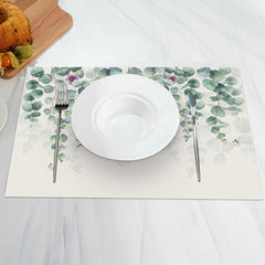 Aperturee - Hanging Floral Leaf Spring Dining Set Of 4 Placemats