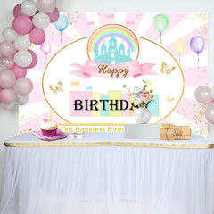 Aperturee - Happiest Birthday On The Earth Pinky Cute Backdrop