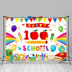 Aperturee - Happy 100th Day Cartoon Pen Back To School Backdrop