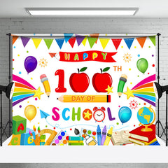 Aperturee - Happy 100th Day Cartoon Pen Back To School Backdrop