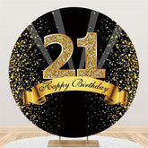 Aperturee Happy 21st Birthday Gold Ribbon Round Backdrops