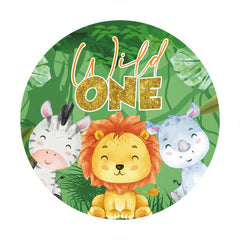 Aperturee - Happy Animals Round Wild 1st Birthday Backdrop