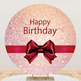 Aperturee Happy Birthday Red Bow Ribbon Glitter Bokeh Round Backdrops