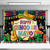 Aperturee - Happy Cinco De Mayo Mexican Fiesta Colorful Backdrop