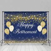 Lofaris Happy Retirement Gold Balloon Glitter Bokeh Backdrop