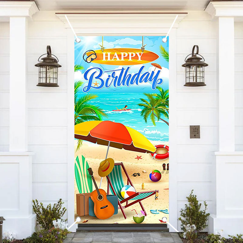 Aperturee - Hawaiian Coast Beach Summer Birthday Door Cover