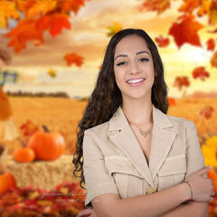 Aperturee - Haymow Scarecrow Red Maples Gold Rye Autumn Backdrop