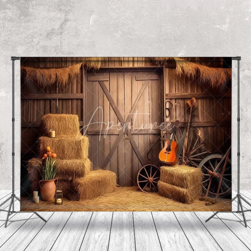 Aperturee - Haystack Guitar Wood Door Vintage Photo Backdrop