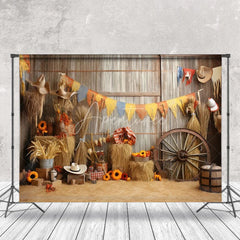 Aperturee - Haystack Wheel Pumpkin Autumn Photo Backdrop