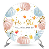 Aperturee He Or She Pumpkin Maple Circle Baby Shower Backdrop