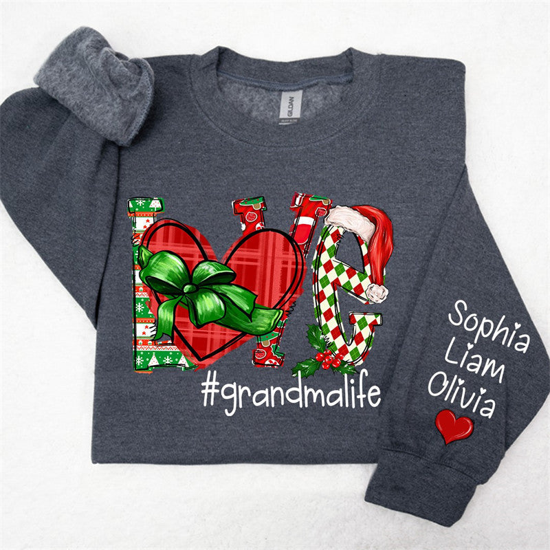 Aperturee - Heart Love Grandmalife Custom Christmas Sweatshirt