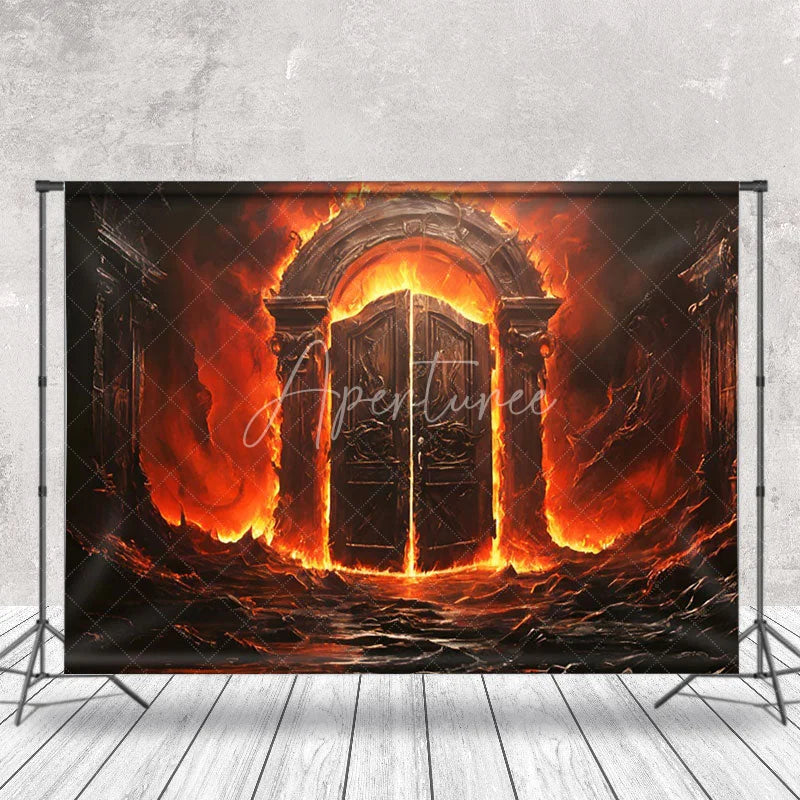 Aperturee - Hell Burning Door Portrait Photography Backdrop