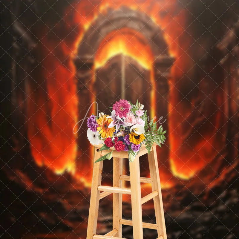 Aperturee - Hell Burning Door Portrait Photography Backdrop