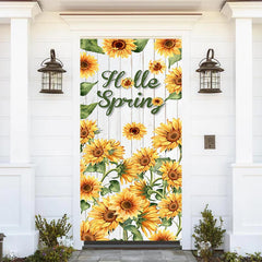 Aperturee - Hello Spring Vibrant Yellow Sunflowers Door Cover