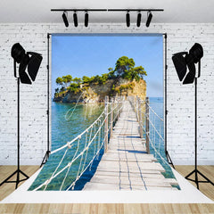 Aperturee - Hillside Plank Road Sea Natural Scenery Backdrop