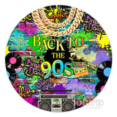 Aperturee Hip Hop Graffiti Wall 90s Themed Round Birthday Backdrop