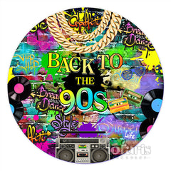 Aperturee Hip Hop Graffiti Wall 90s Themed Round Birthday Backdrop