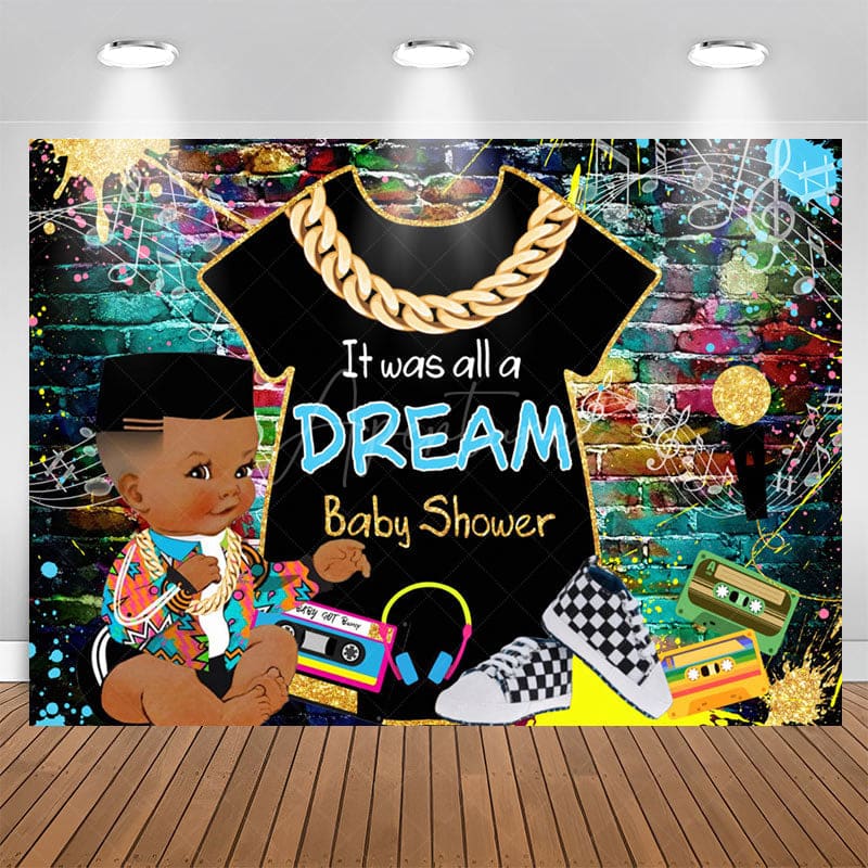 Aperturee - Hip Hop Graffiti Wall A Dream Baby Shower Backdrop