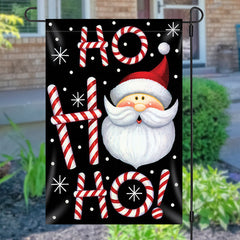 Aperturee - Hoho Santa Claus Black Snowy Christmas Garden Flag