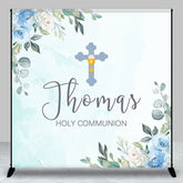 Aperturee - Holy Communion Floral Boys Custom Baptism Backdrop
