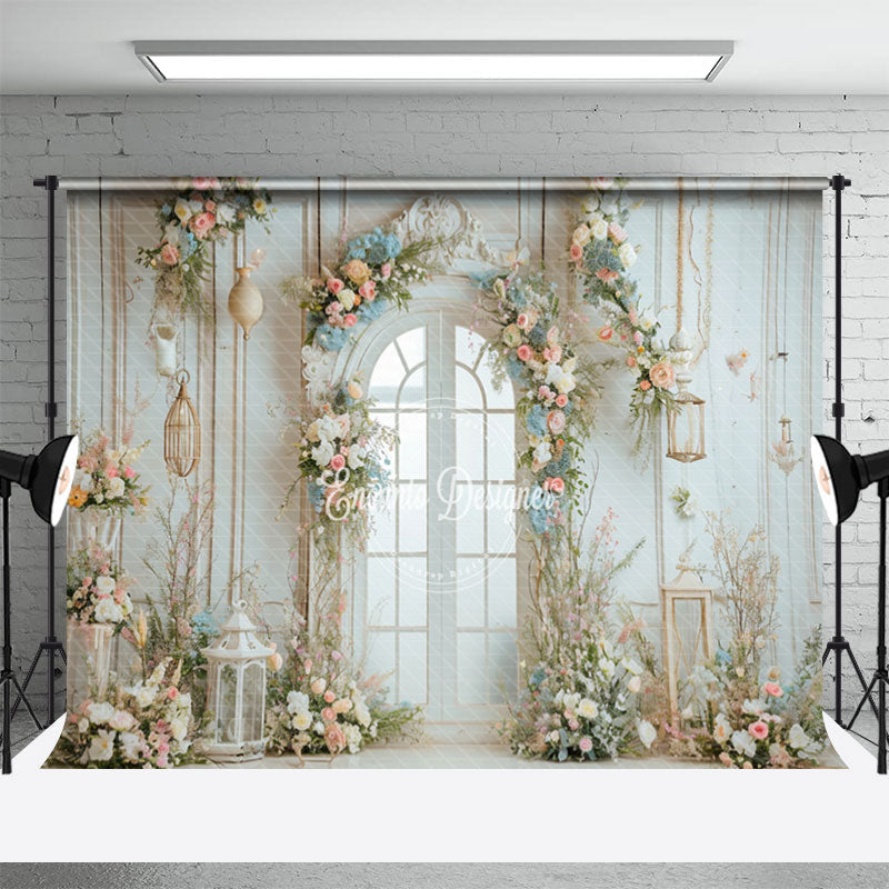 Aperturee - Holy Pure White Door Flower Wedding Photo Backdrop