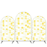 Aperturee Honey Bee Pattern Theme Yellow White Arch Backdrop Kit