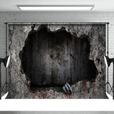 Aperturee - Hole and Bloody Walls Scary Halloween Party Backdrop