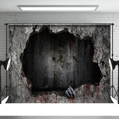 Aperturee - Hole and Bloody Walls Scary Halloween Party Backdrop