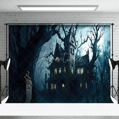 Aperturee - Horror Castle Misty Forest Halloween Backdrop