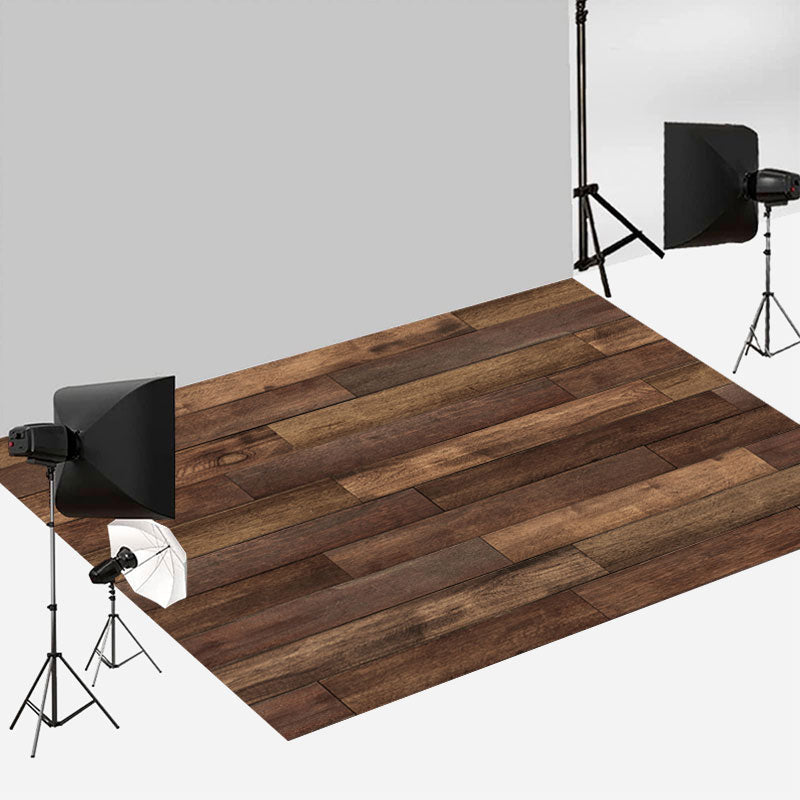 Aperturee - Hot Deep Brown Vintage Style Wood Rubber Floor Mat