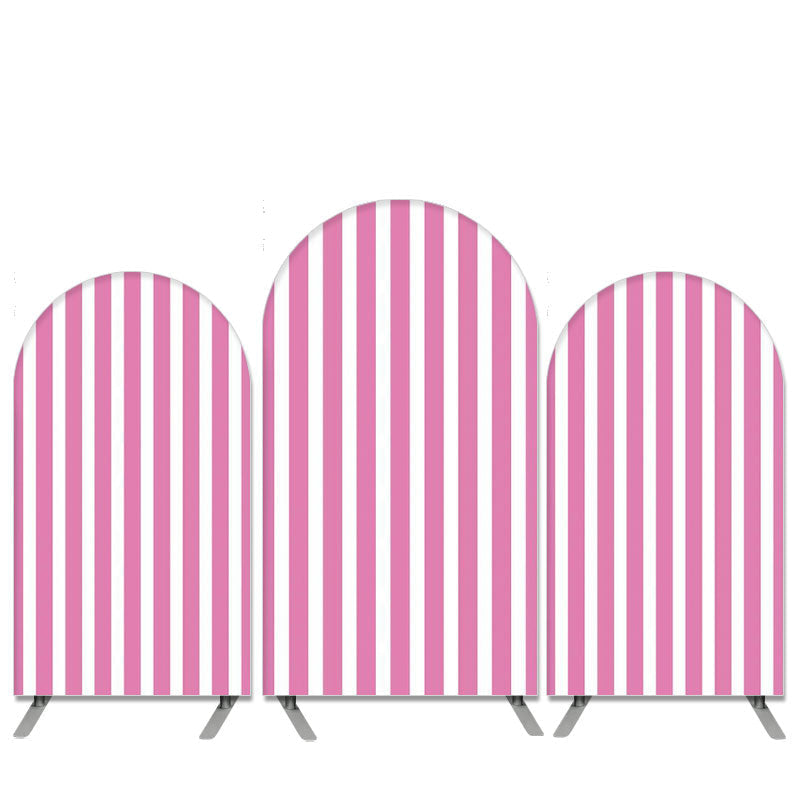 Aperturee Hot Pink And White Stripes Birthday Arch Backdrop Kit