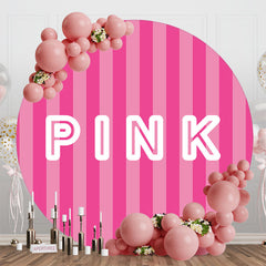 Aperturee - Hot Pink Vertical Stripe Round Backdrop For Party